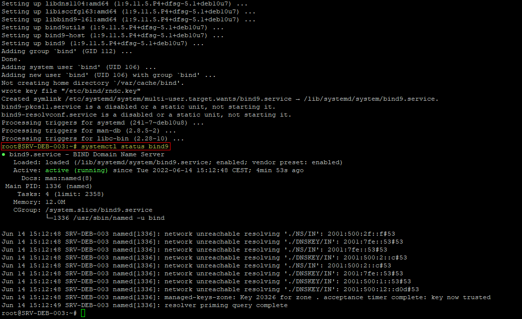 Bind9 - systemctl status.png