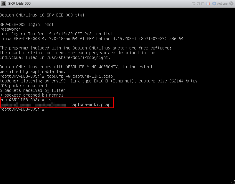 Installation TCPDUMP - capturels.png