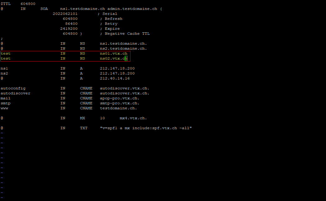 Bind9 - vim db.testdomaine.ch subdomain.png