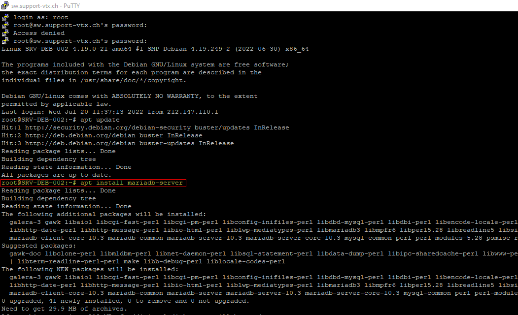 PowerDNS - mariadb-server install.png