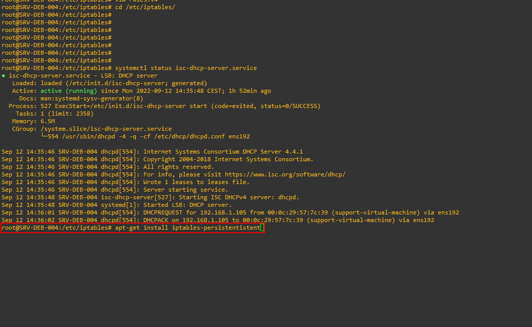 DHCP - apt install iptable.png