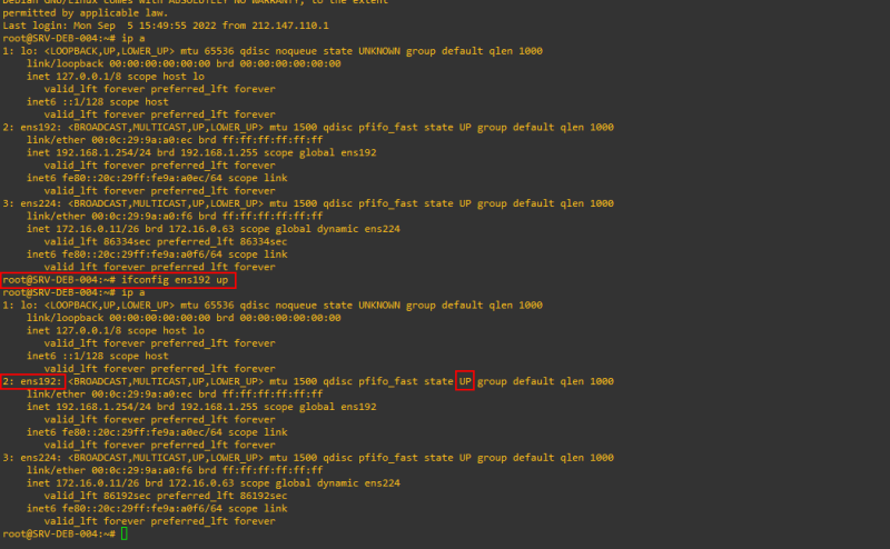 Fichier:DHCP - ifconfig up (1).png